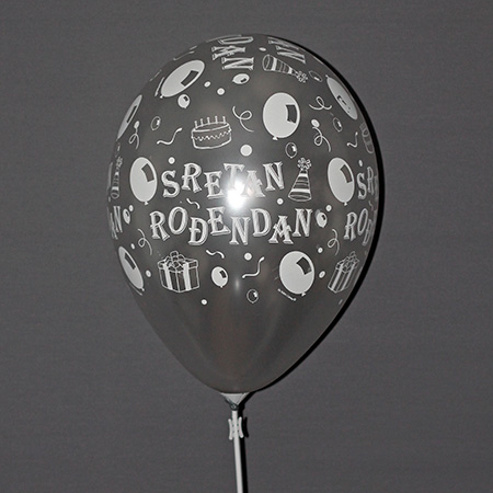 Balon sretan rođendan - sivi - cvjecarnicaljubica.com